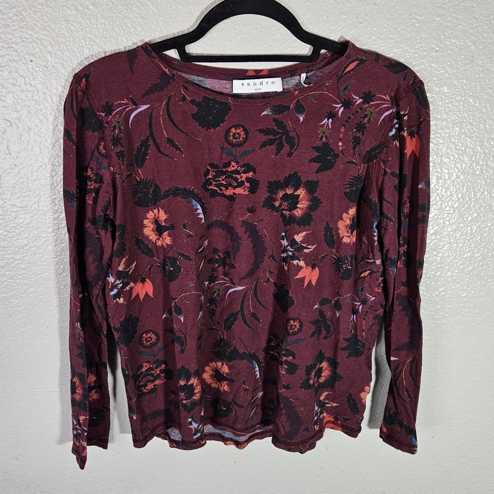 Sandro Floral Crew Neck Longsleeve Size 2